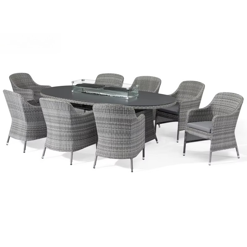 Outdoor Furniture And Fire Pit - Outdoor-Möbel Feuerstelle Rattan Aluminium Garten-Sofa-Set Modernes