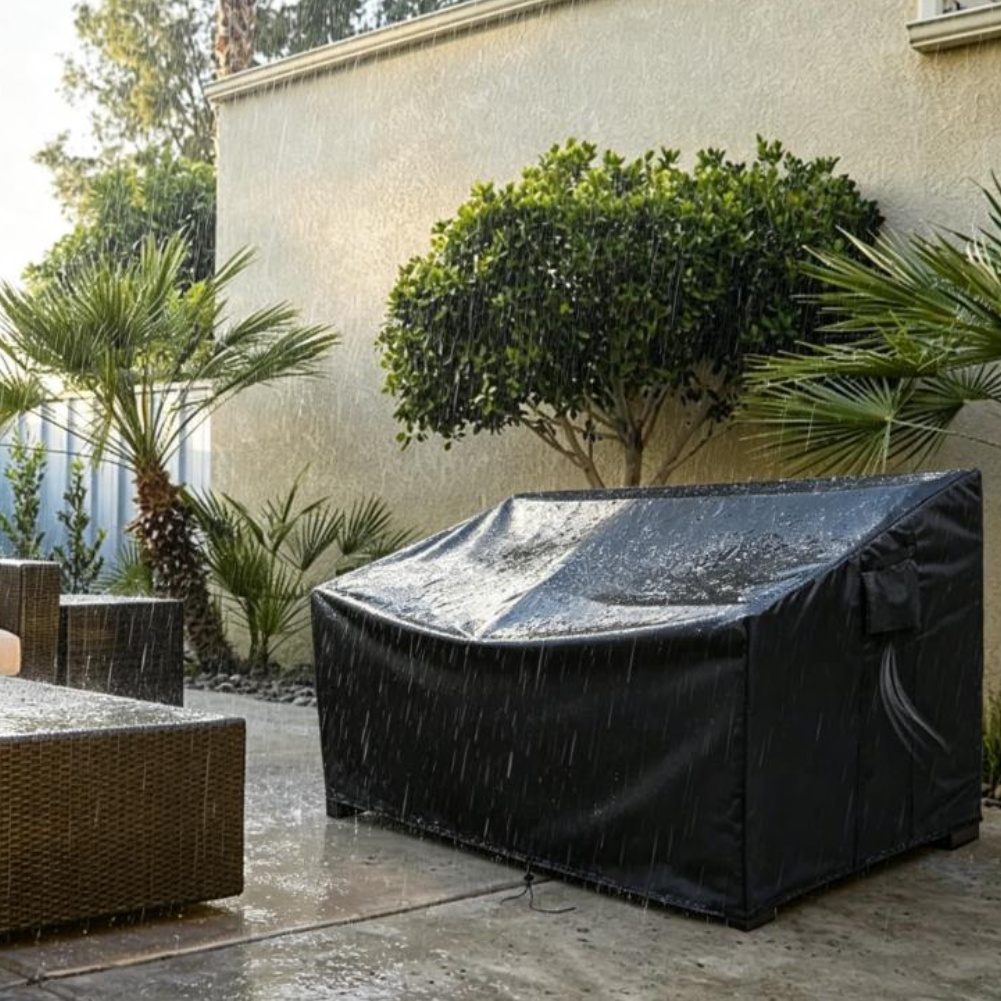 Outdoor Furniture Fabric - Robuste Gartenmöbel-Abdeckung Wasserdichter Outdoor-Sofa-Überzug Schwarze 210D