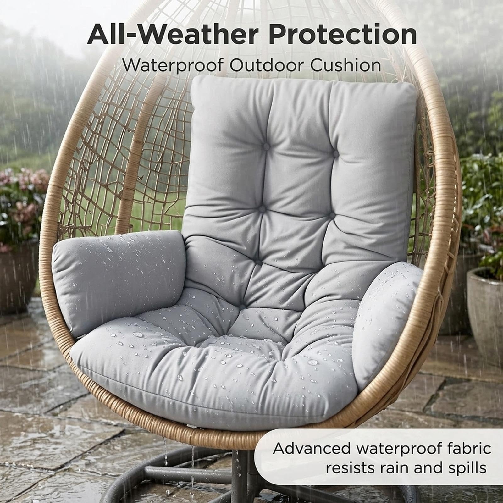Outdoor Furniture Replacement Fabric - Ersatzkissen für Egg Chair, 60x120CM dickes