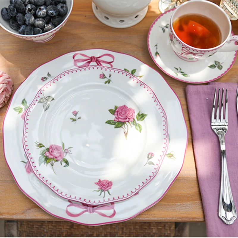Outdoor Furniture Dining - Französisch Rose Besteck Bone China Schüssel