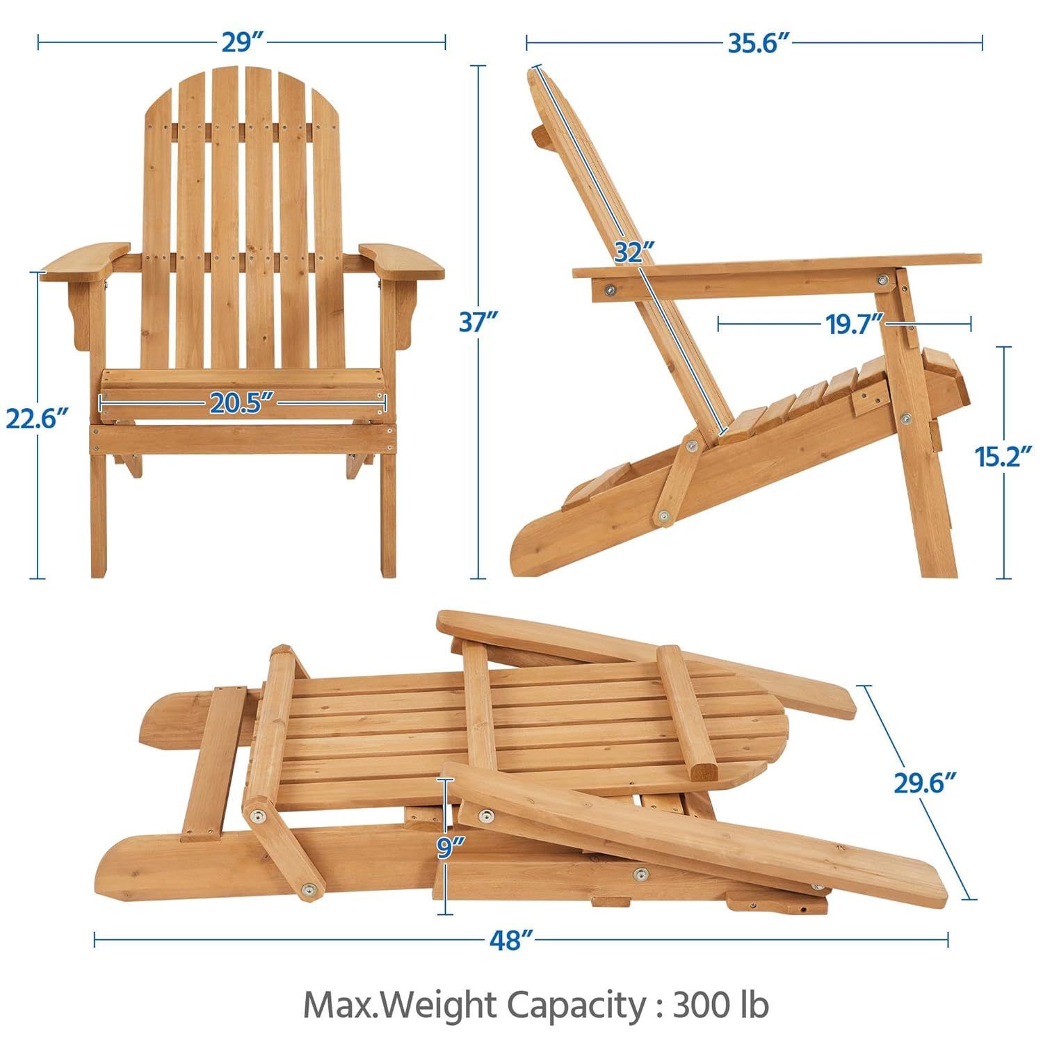 Klappbarer Adirondack-Stuhl, 2 – Outdoor Furniture And Fire Pit Bewertung und Preis