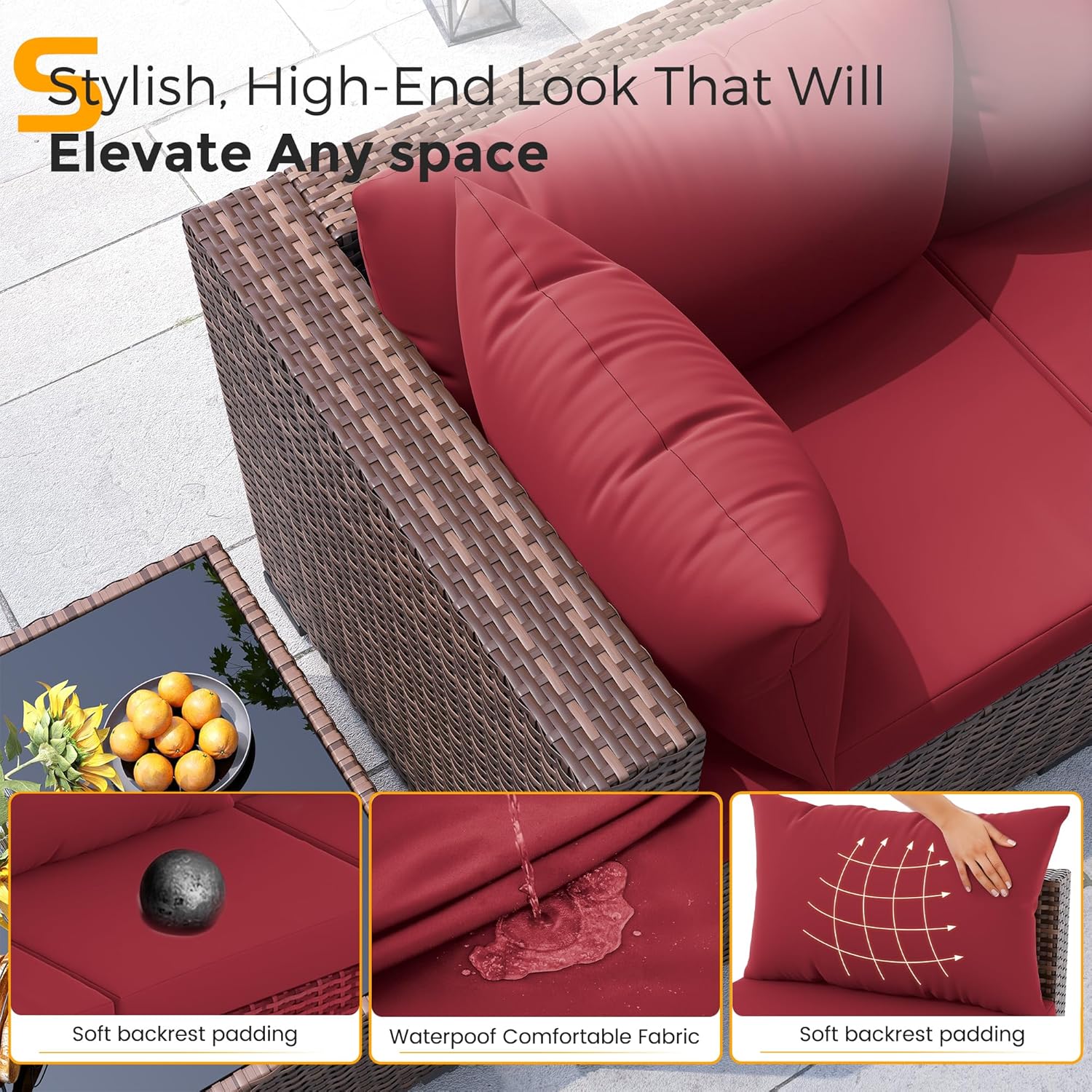8-teiliges Allwetter-Rattan-So – Outdoor Furniture And Fire Pit Bewertung und Preis