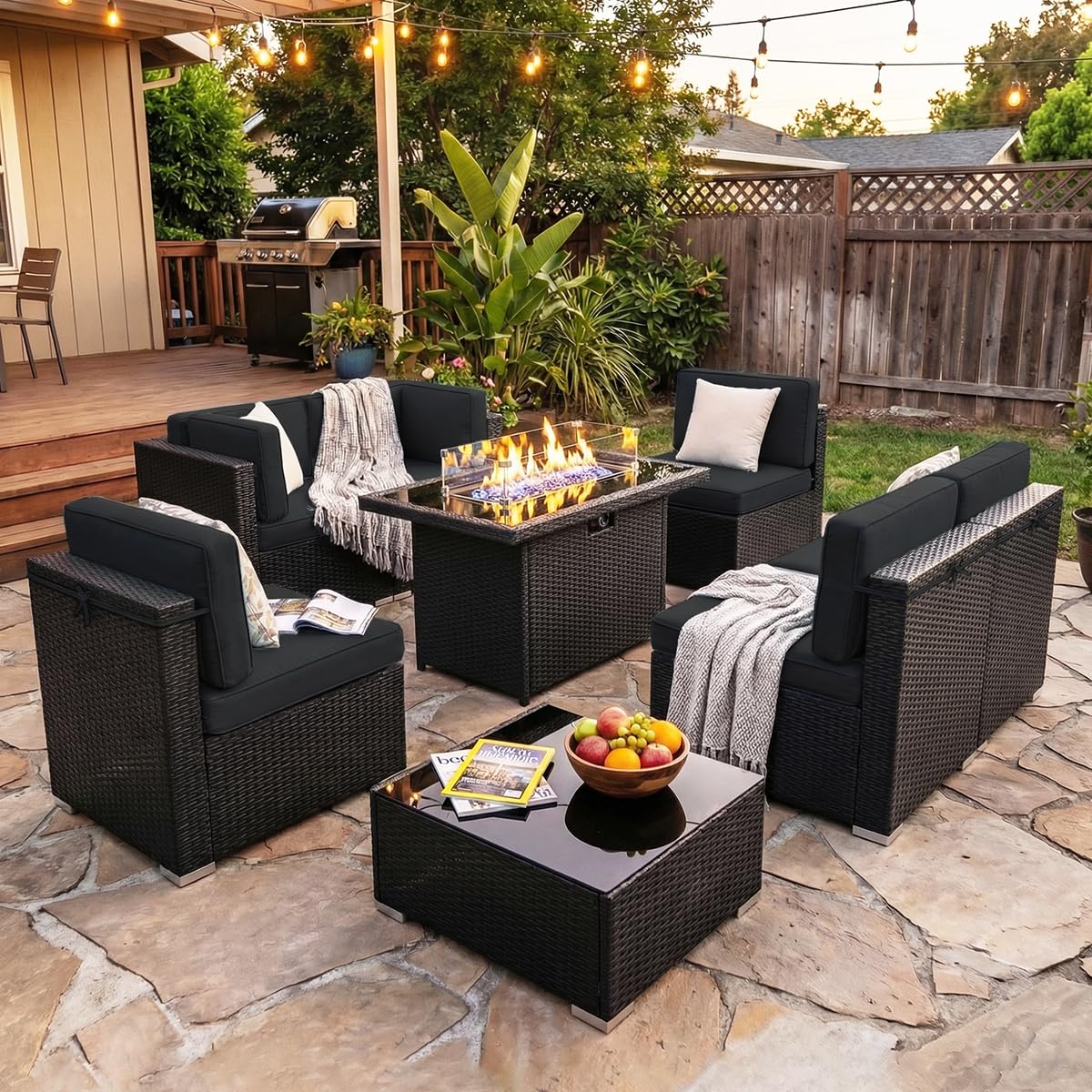 8-teiliges Gartenmöbel-Set mit – Outdoor Furniture And Fire Pit Bewertung und Preis