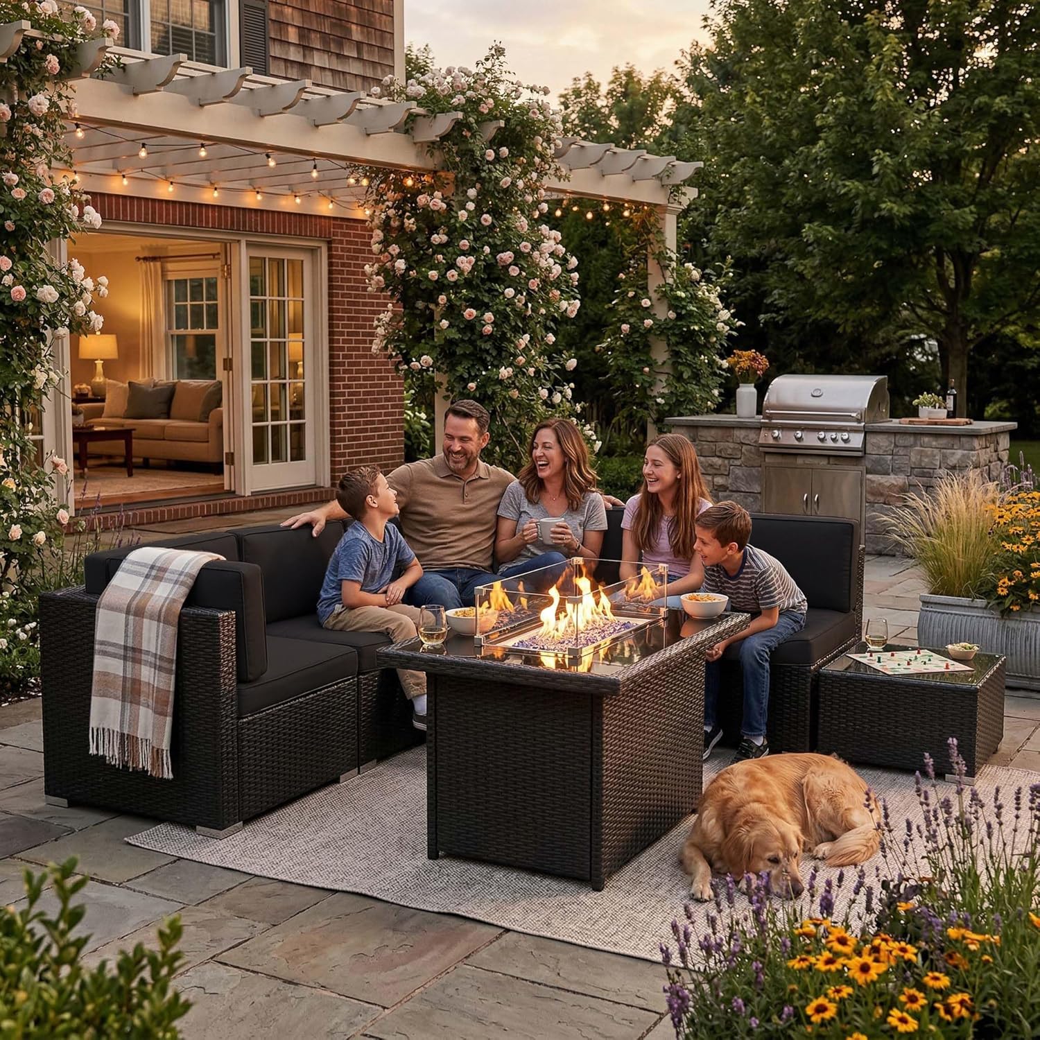 8-teiliges Gartenmöbel-Set mit – Outdoor Furniture And Fire Pit Bewertung und Preis