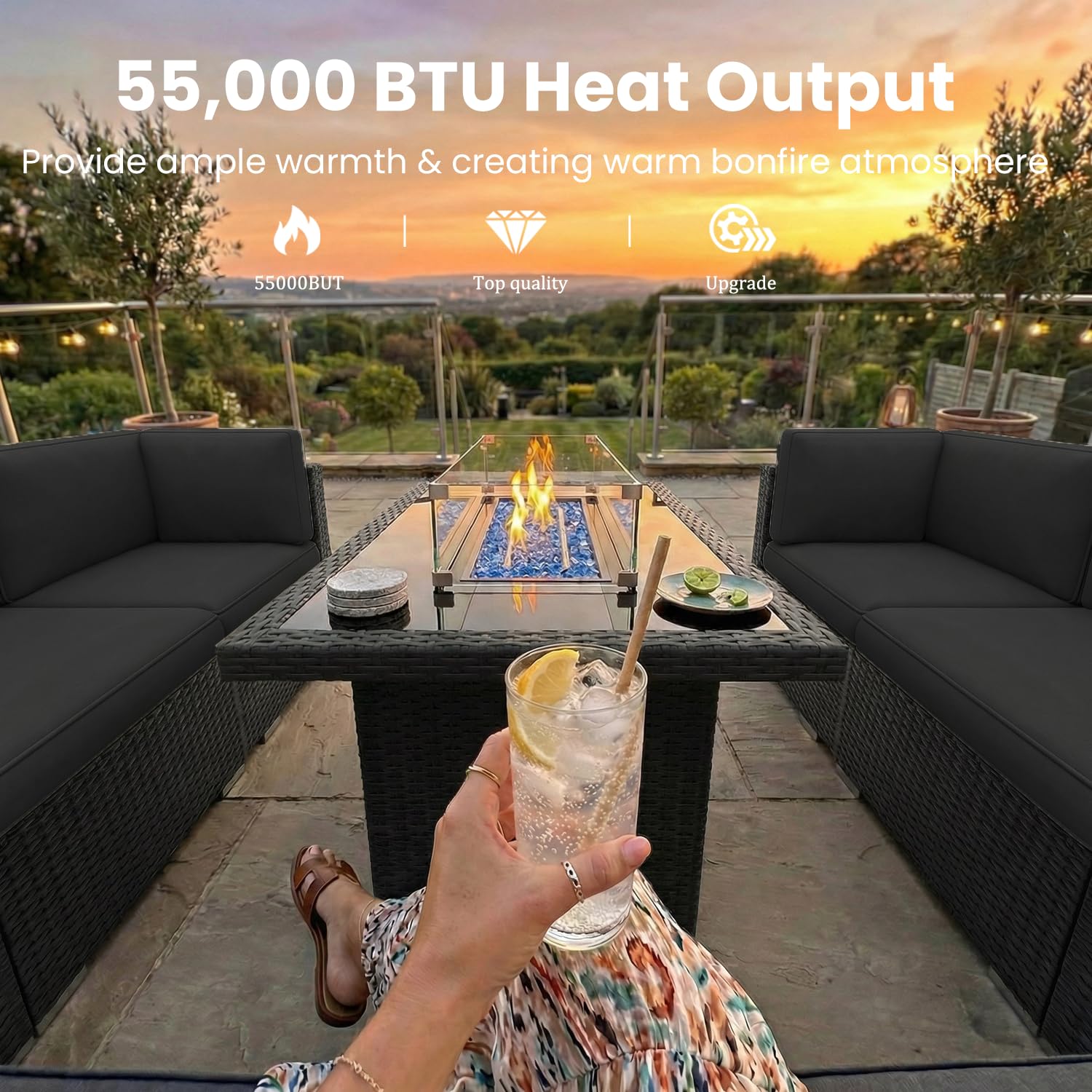 8-teiliges Gartenmöbel-Set mit – Outdoor Furniture And Fire Pit Bewertung und Preis