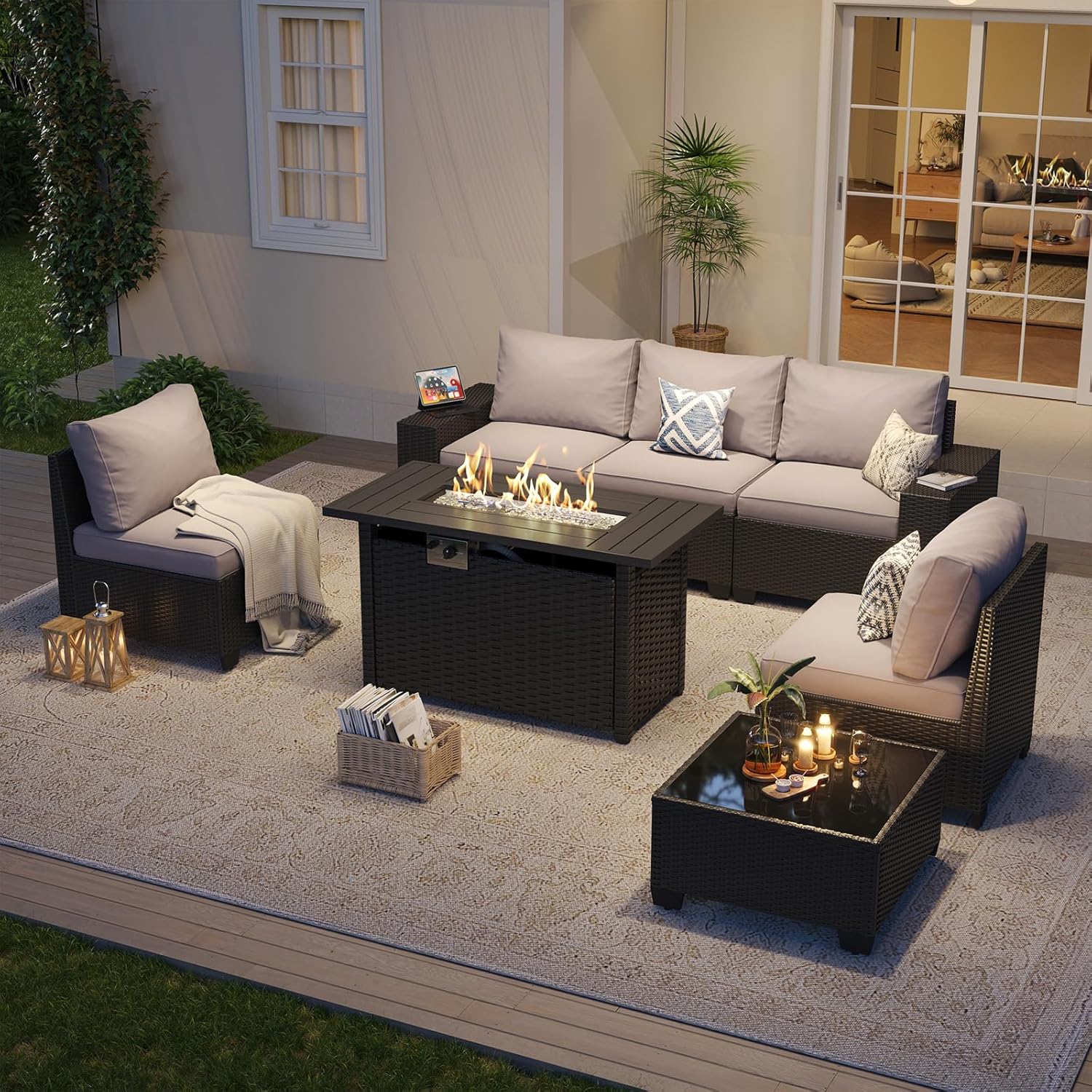 Outdoor-Möbelset mit 44-Zoll-F – Outdoor Furniture And Fire Pit Bewertung und Preis