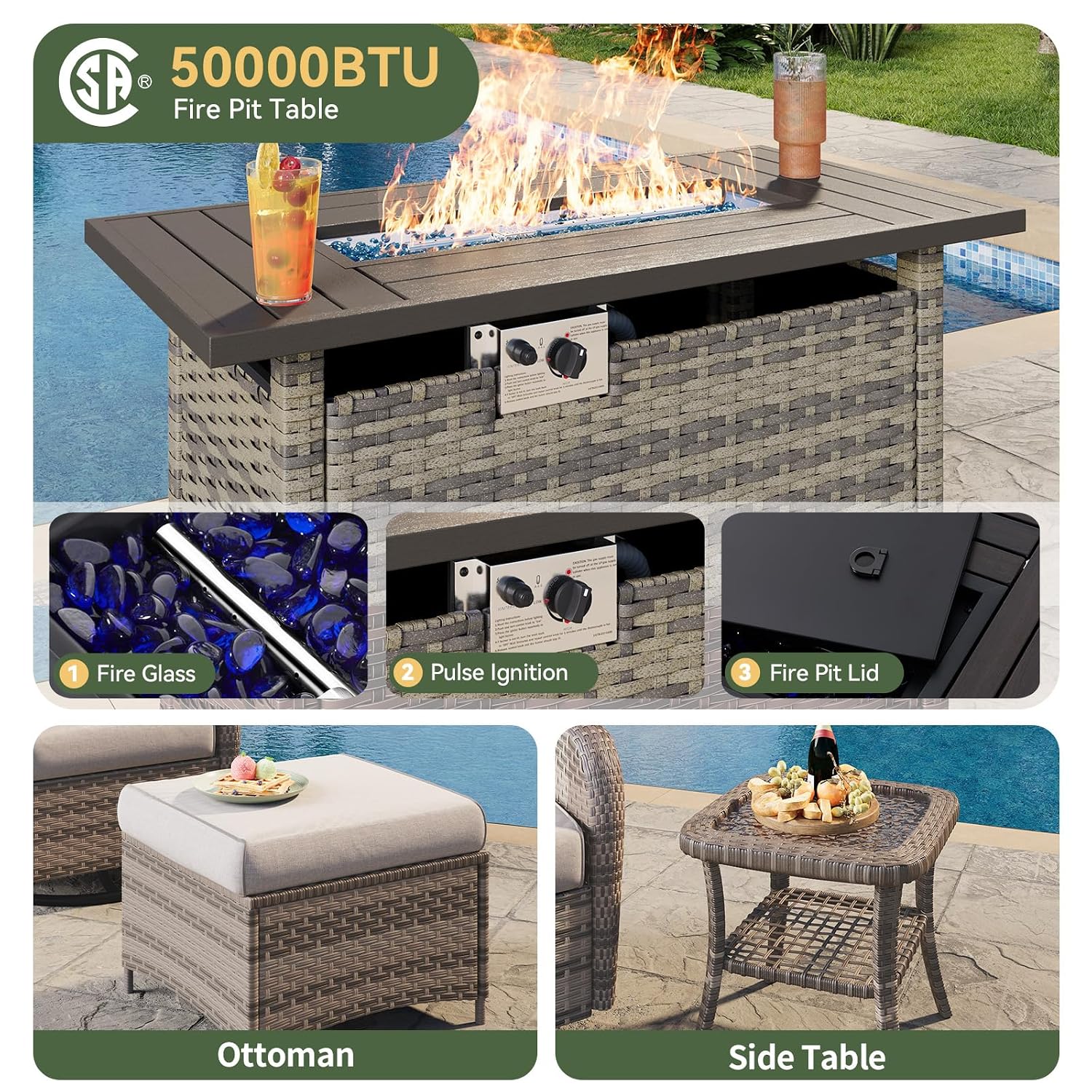 7-teiliges Gartenmöbel-Set aus – Outdoor Furniture And Fire Pit Bewertung und Preis