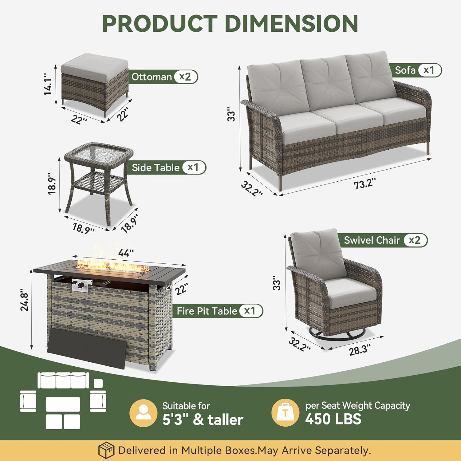 7-teiliges Gartenmöbel-Set aus – Outdoor Furniture And Fire Pit Bewertung und Preis