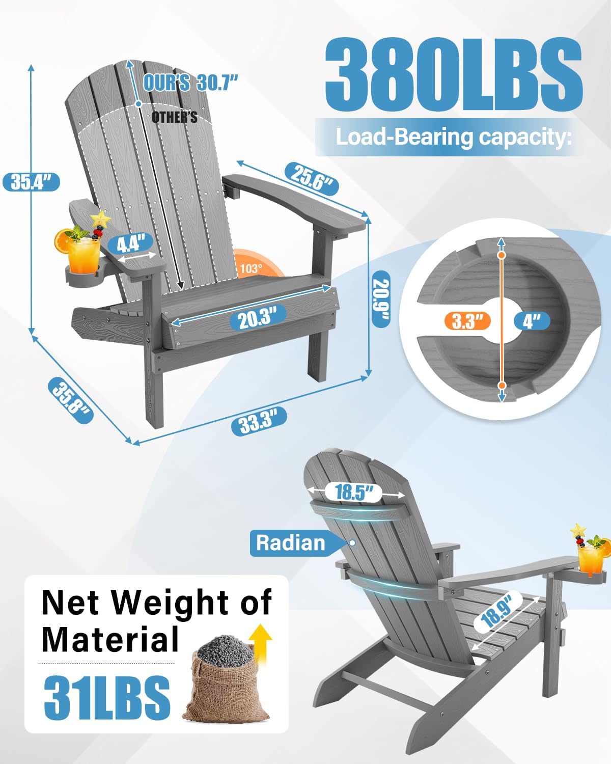 Wetterbeständiges Adirondack-S – Outdoor Furniture And Fire Pit Bewertung und Preis