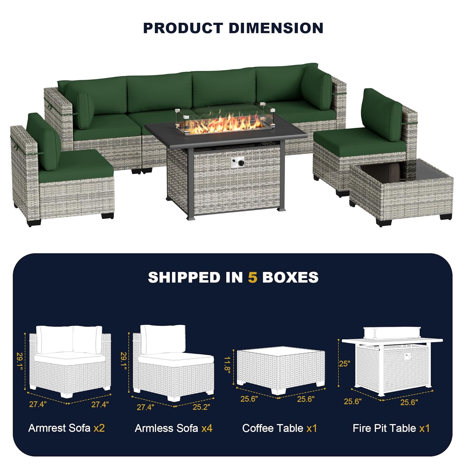 8-teiliges Outdoor-Gartenmöbel – Outdoor Furniture And Fire Pit Bewertung und Preis