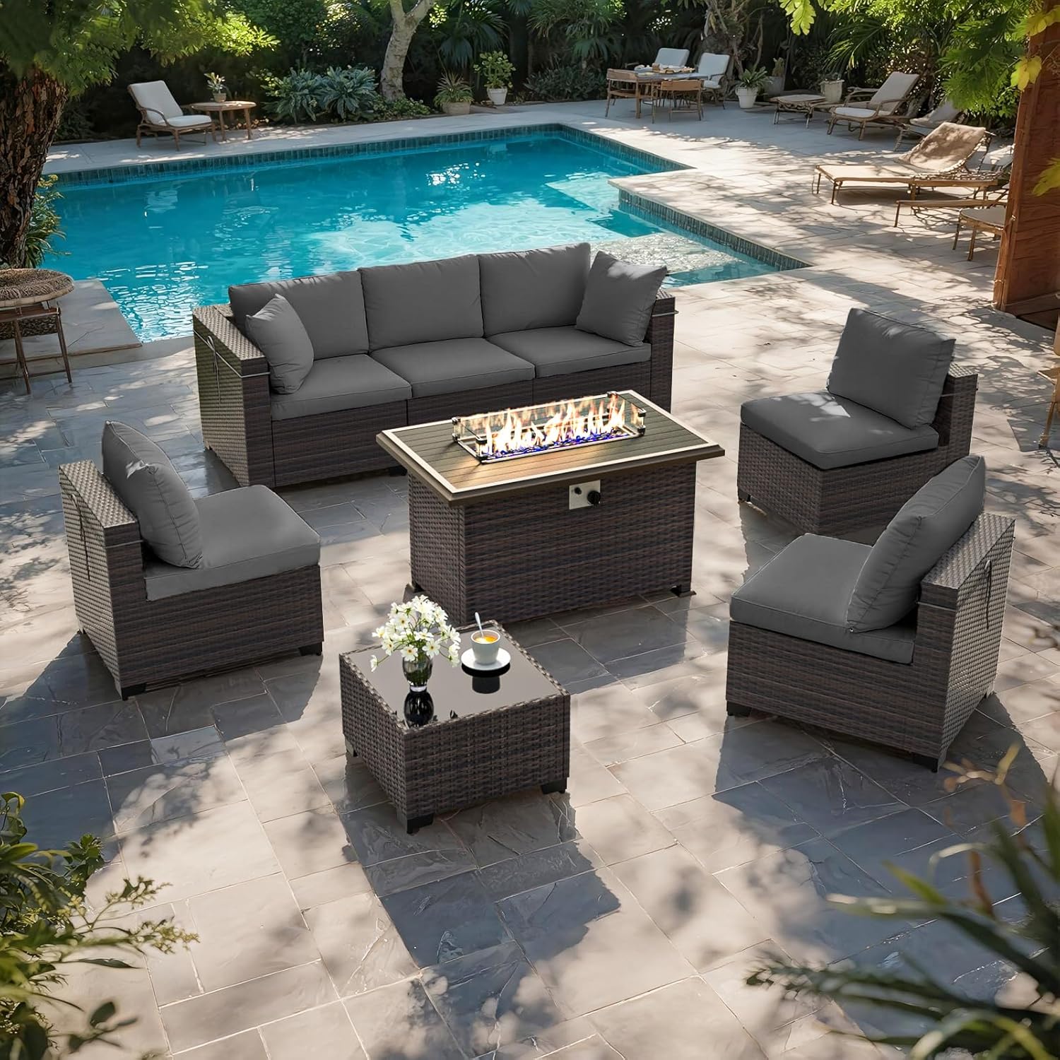 Terrassenmöbel-Set mit Feuerti – Outdoor Furniture And Fire Pit Bewertung und Preis